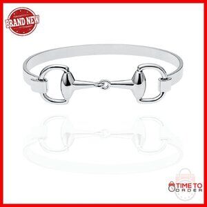 Stainless Steel Horse Bit Bangle Bracelet Stackable Minimalist Western